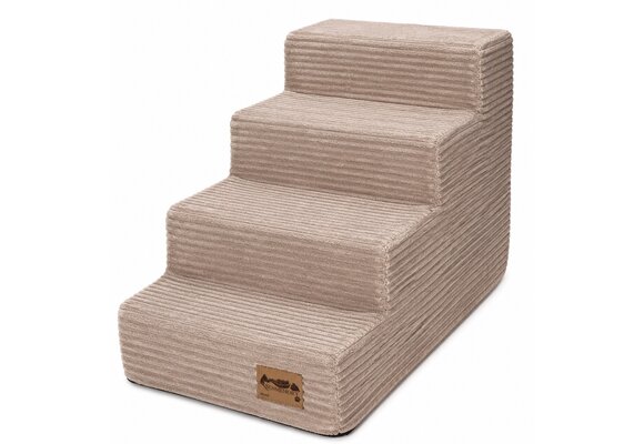 Hondentrap - 4 treden - 60x30x40 cm - ribstof - poederroze