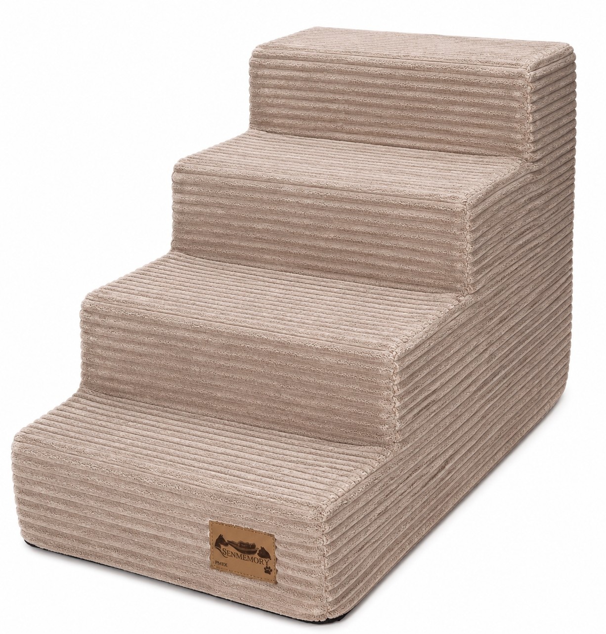 Hondentrap - 4 treden - 60x30x40 cm - ribstof - poederroze