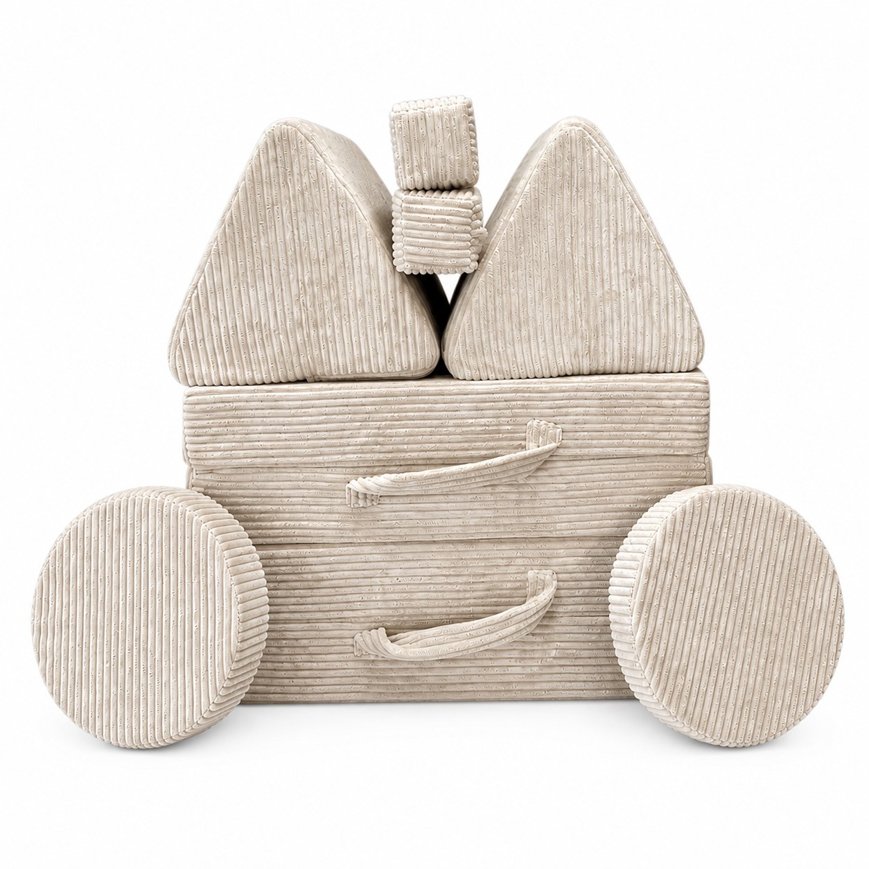 Speelbank - modulaire kinderbank - 142 cm - beige ribstof