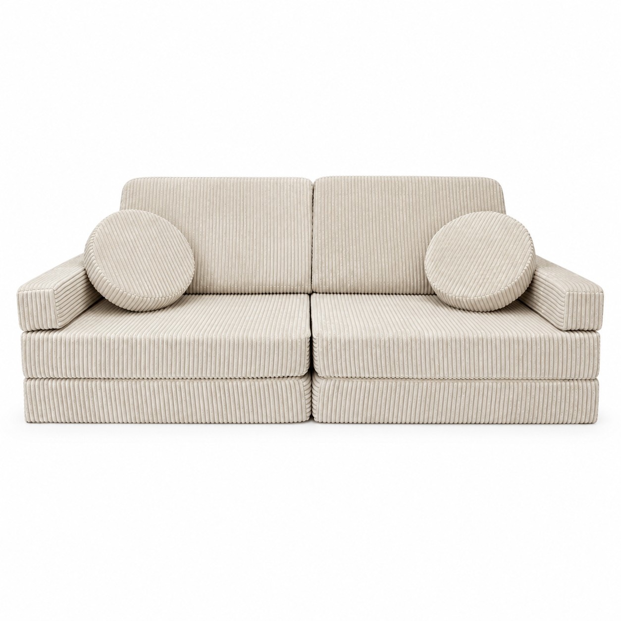 Speelbank - modulaire kinderbank - 142 cm - beige ribstof