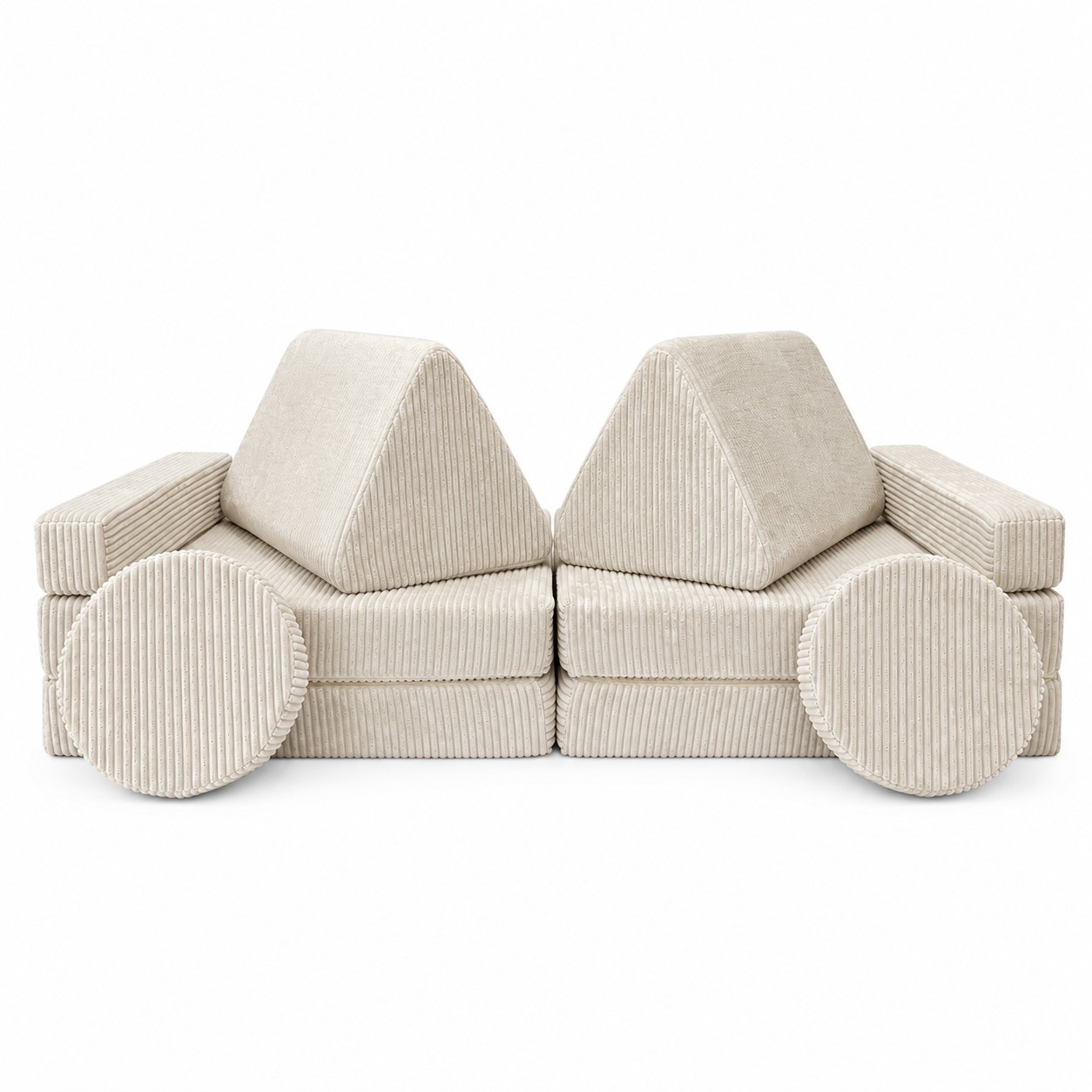 Speelbank - modulaire kinderbank - 142 cm - beige ribstof