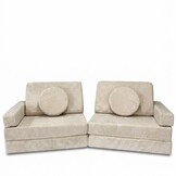 Speelbank - modulaire kinderbank - 142 cm - beige ribstof