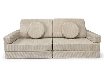 Speelbank - modulaire kinderbank - 142 cm - beige ribstof