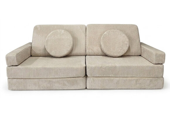Speelbank - modulaire kinderbank - 142 cm - beige ribstof