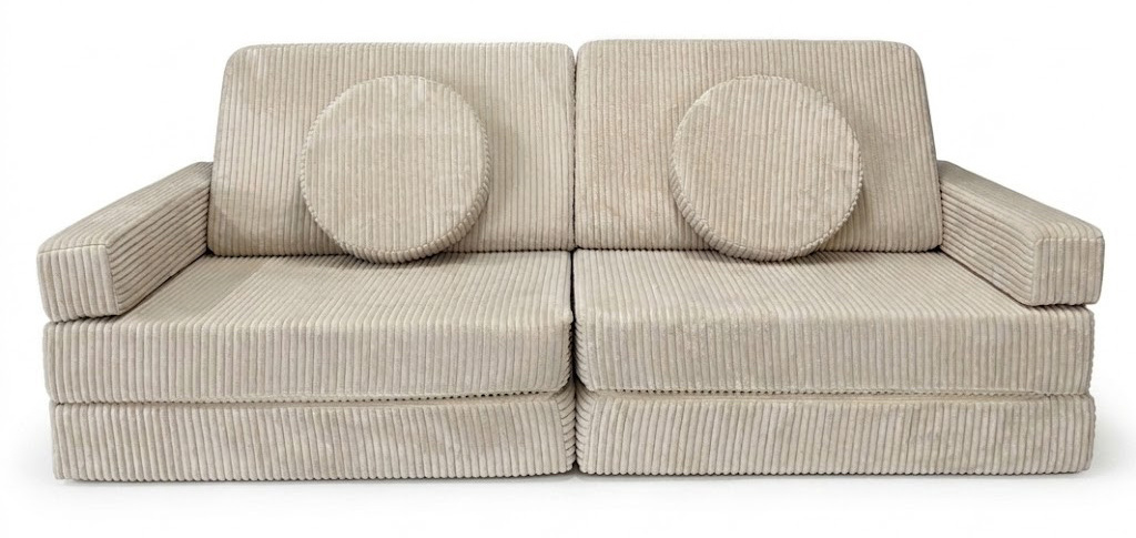Speelbank - modulaire kinderbank - 142 cm - beige ribstof