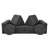 Speelbank - modulaire kinderbank - 142 cm - donkergrijs ribstof
