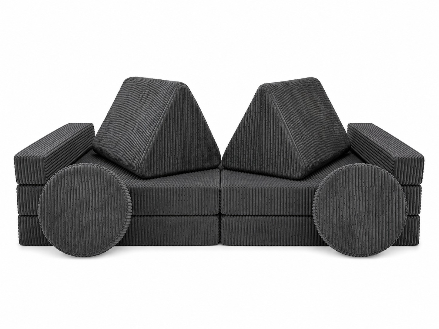 Speelbank - modulaire kinderbank - 142 cm - donkergrijs ribstof