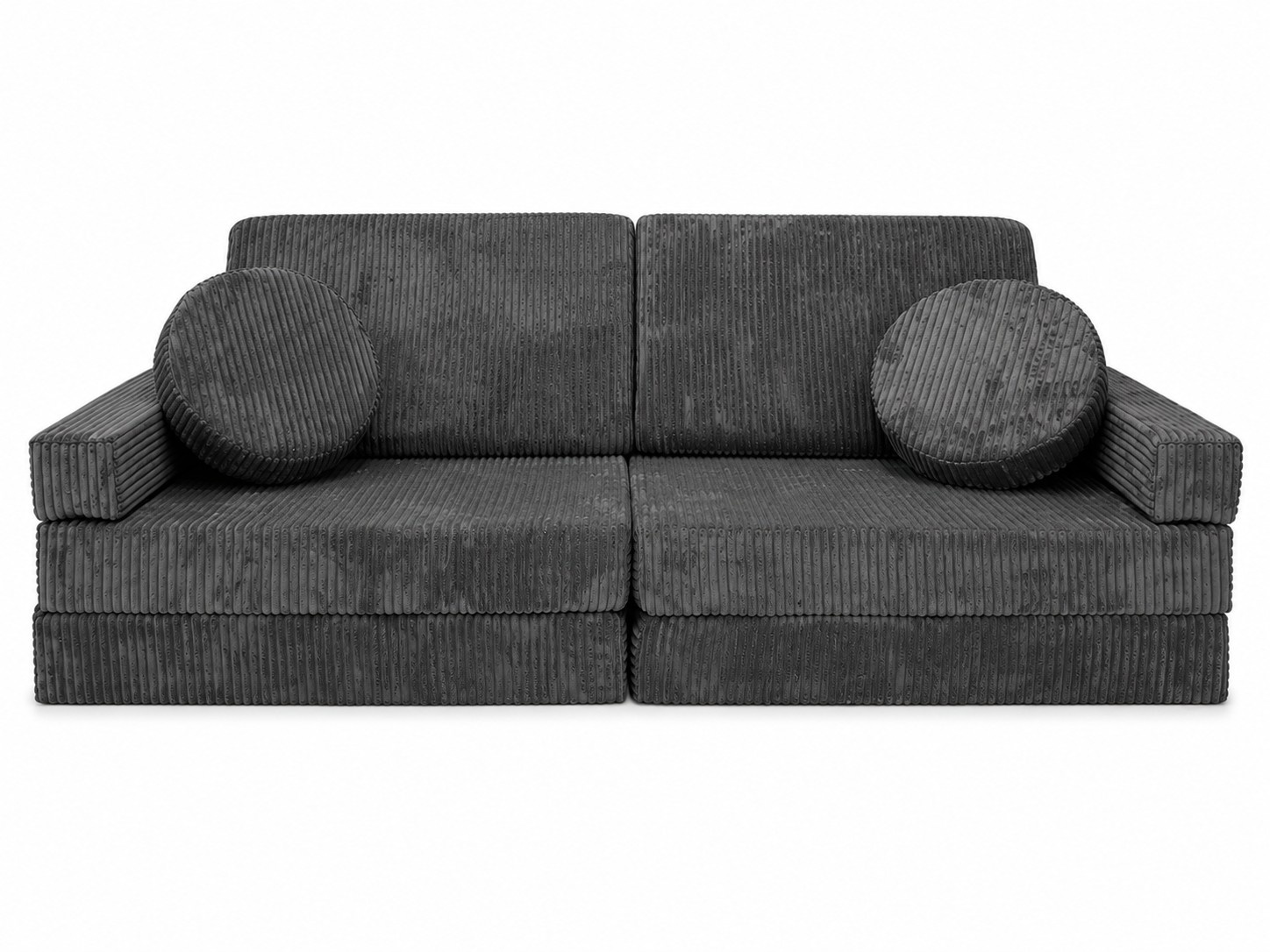 Speelbank - modulaire kinderbank - 142 cm - donkergrijs ribstof