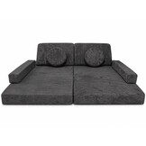 Speelbank - modulaire kinderbank - 142 cm - donkergrijs ribstof