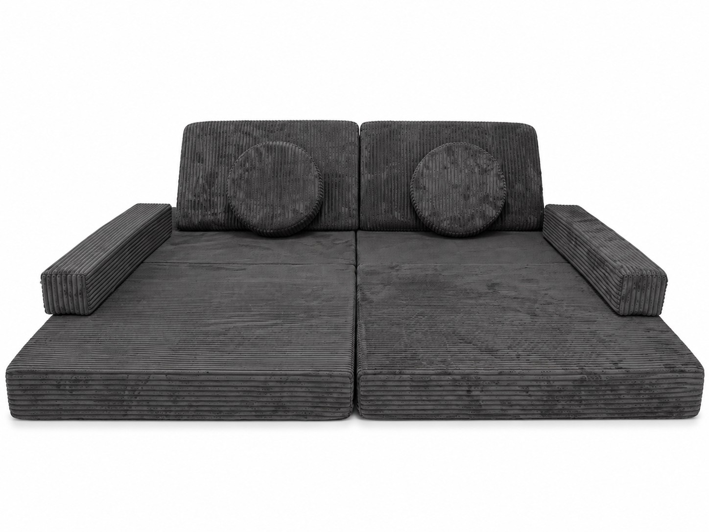 Speelbank - modulaire kinderbank - 142 cm - donkergrijs ribstof