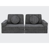 Speelbank - modulaire kinderbank - 142 cm - donkergrijs ribstof