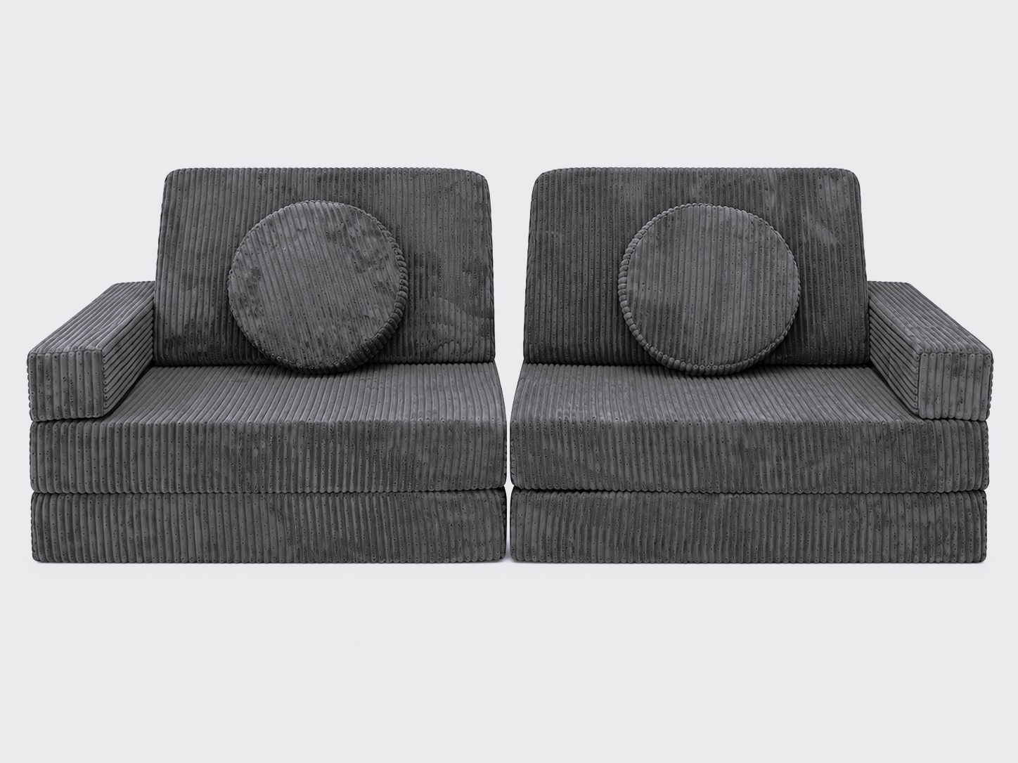 Speelbank - modulaire kinderbank - 142 cm - donkergrijs ribstof