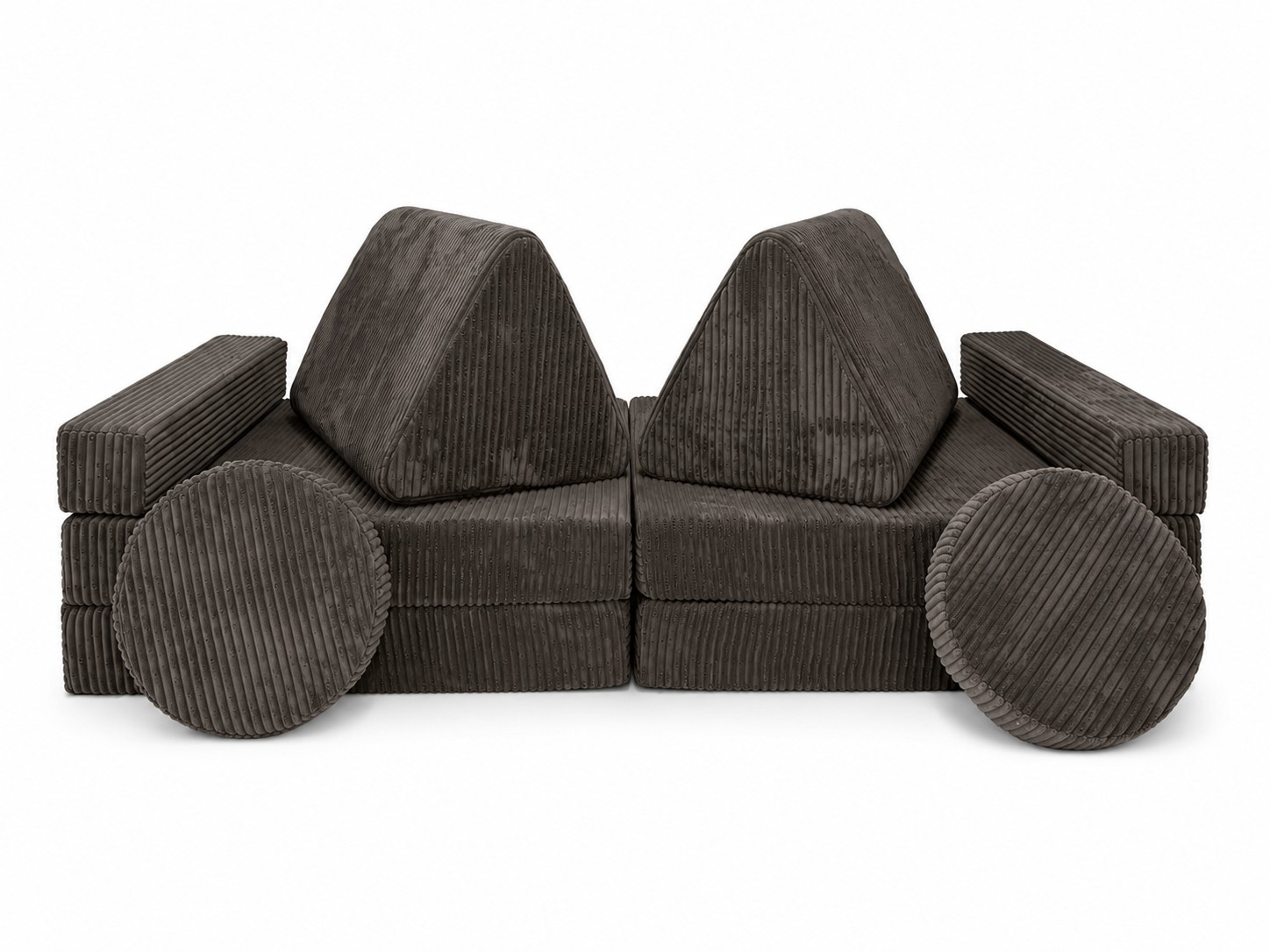 Speelbank - modulaire kinderbank - 142 cm - bruin ribstof