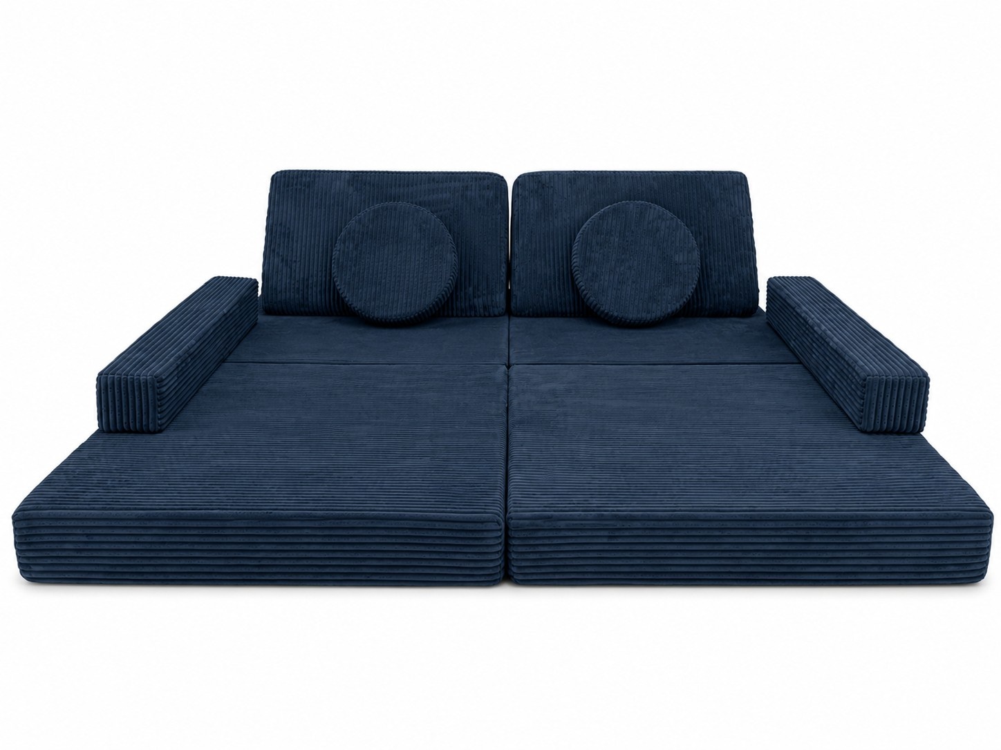 Speelbank - modulaire kinderbank - 142 cm - blauw ribstof