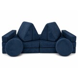 Speelbank - modulaire kinderbank - 142 cm - blauw ribstof