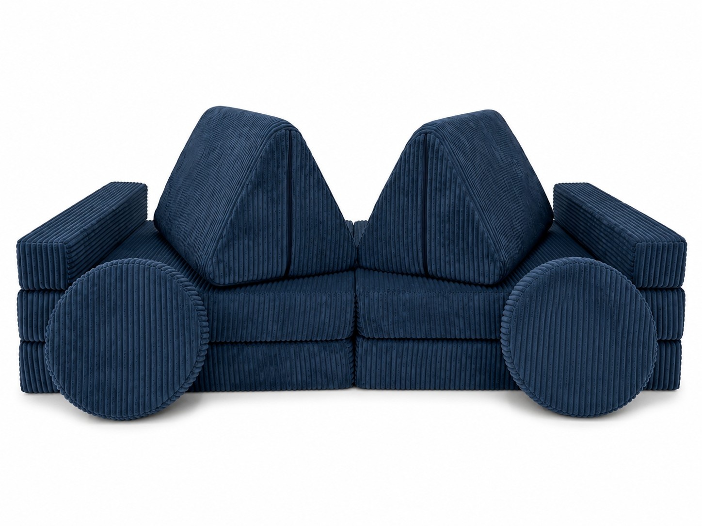 Speelbank - modulaire kinderbank - 142 cm - blauw ribstof