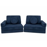 Speelbank - modulaire kinderbank - 142 cm - blauw ribstof