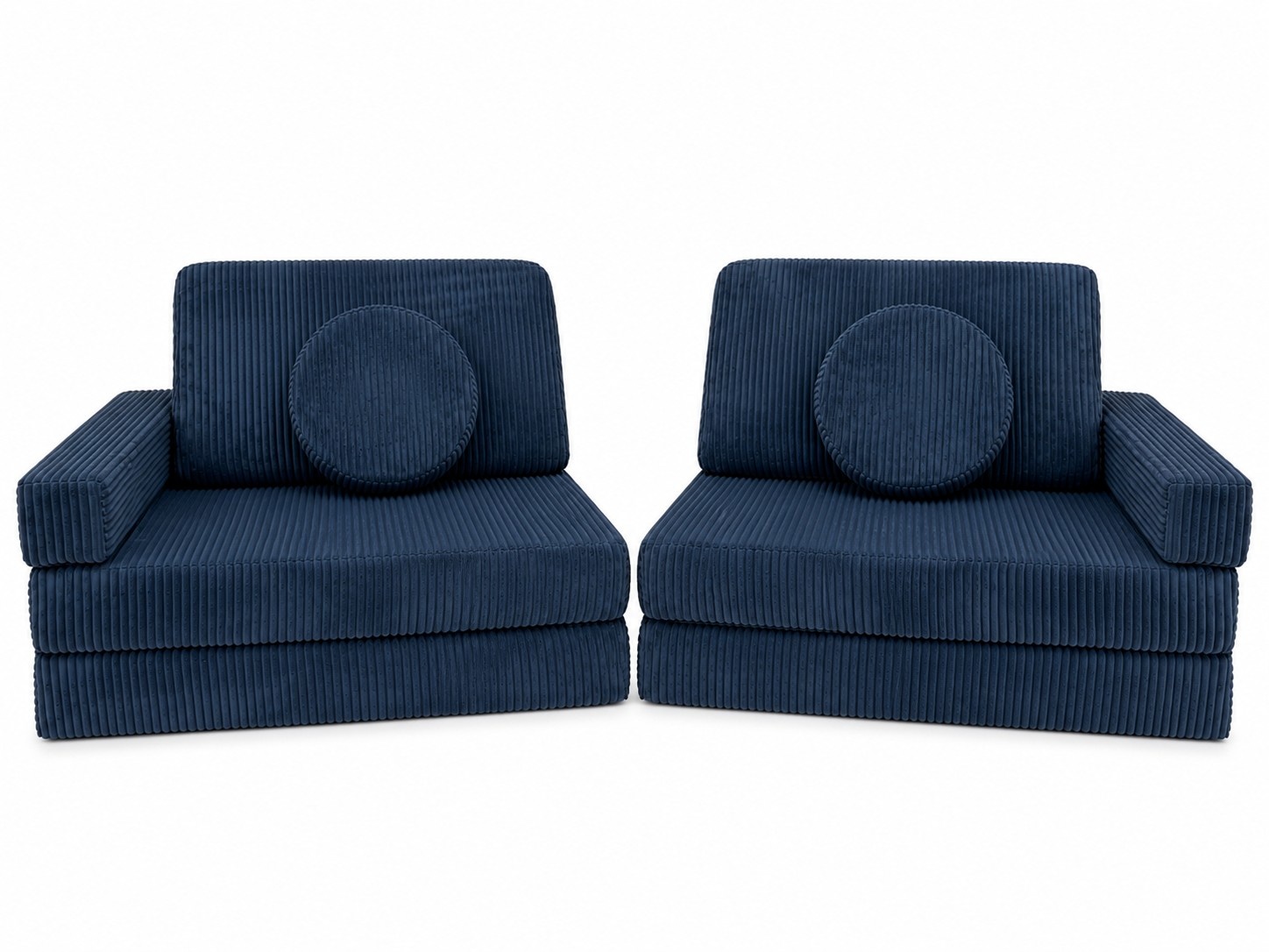 Speelbank - modulaire kinderbank - 142 cm - blauw ribstof