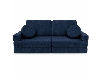 Speelbank - modulaire kinderbank - 142 cm - blauw ribstof