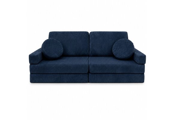 Speelbank - modulaire kinderbank - 142 cm - blauw ribstof