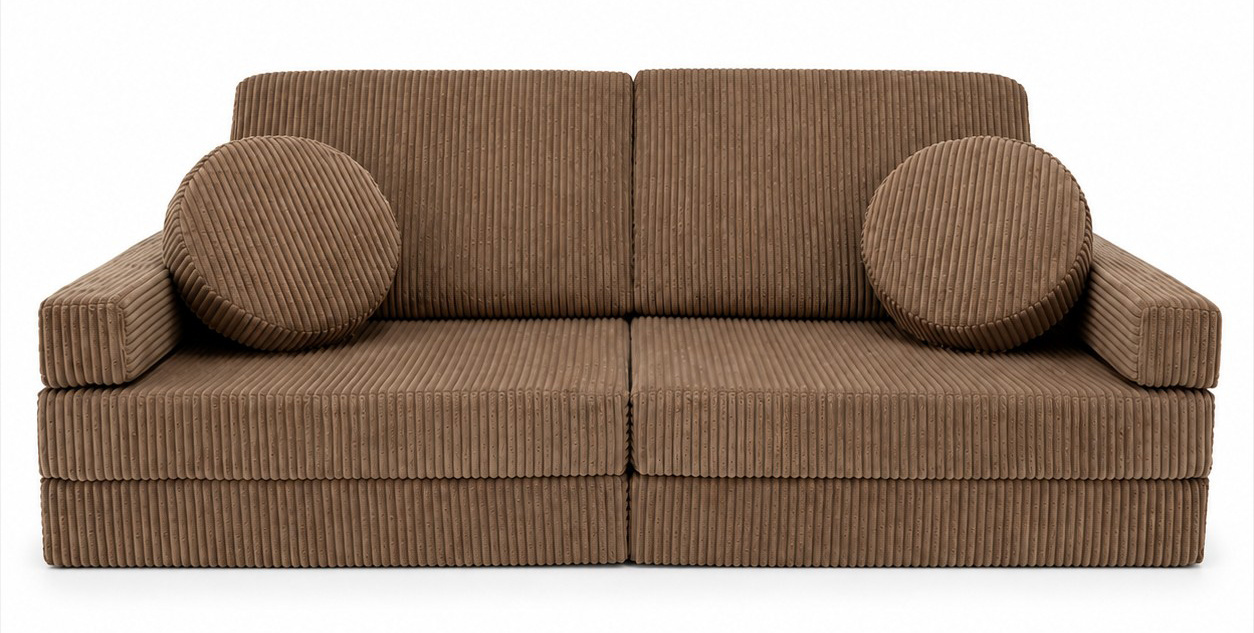 Speelbank - modulaire kinderbank - 142 cm - caramel ribstof