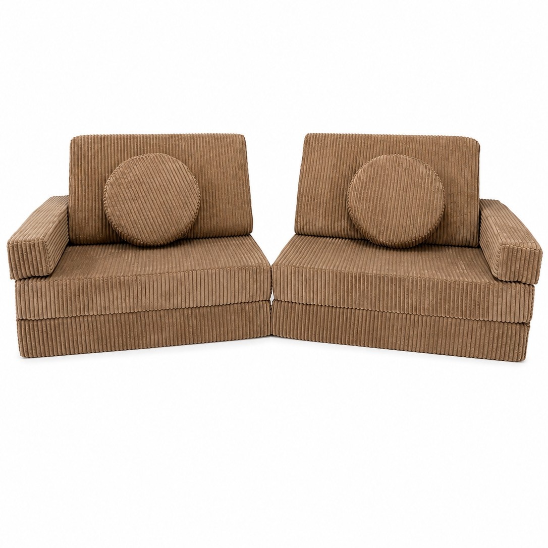 Speelbank - modulaire kinderbank - 142 cm - caramel ribstof