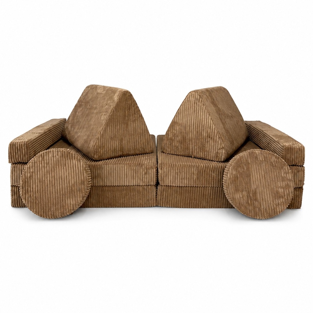 Speelbank - modulaire kinderbank - 142 cm - caramel ribstof