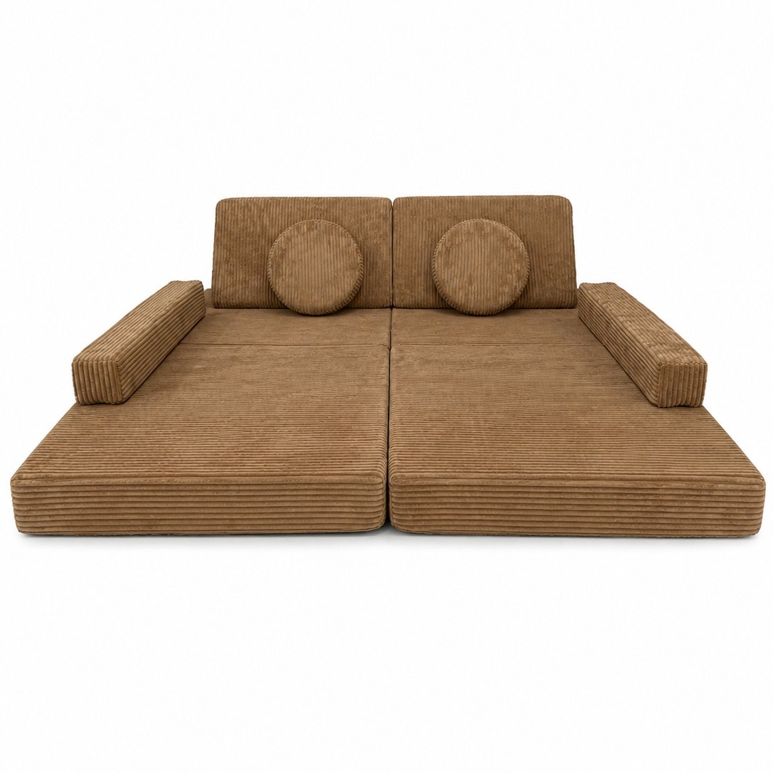 Speelbank - modulaire kinderbank - 142 cm - caramel ribstof