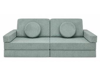 Speelbank - modulaire kinderbank - 142 cm - mintgroen ribstof