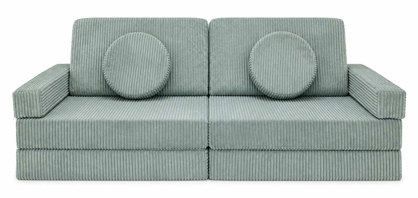 Speelbank - modulaire kinderbank - 142 cm - mintgroen ribstof