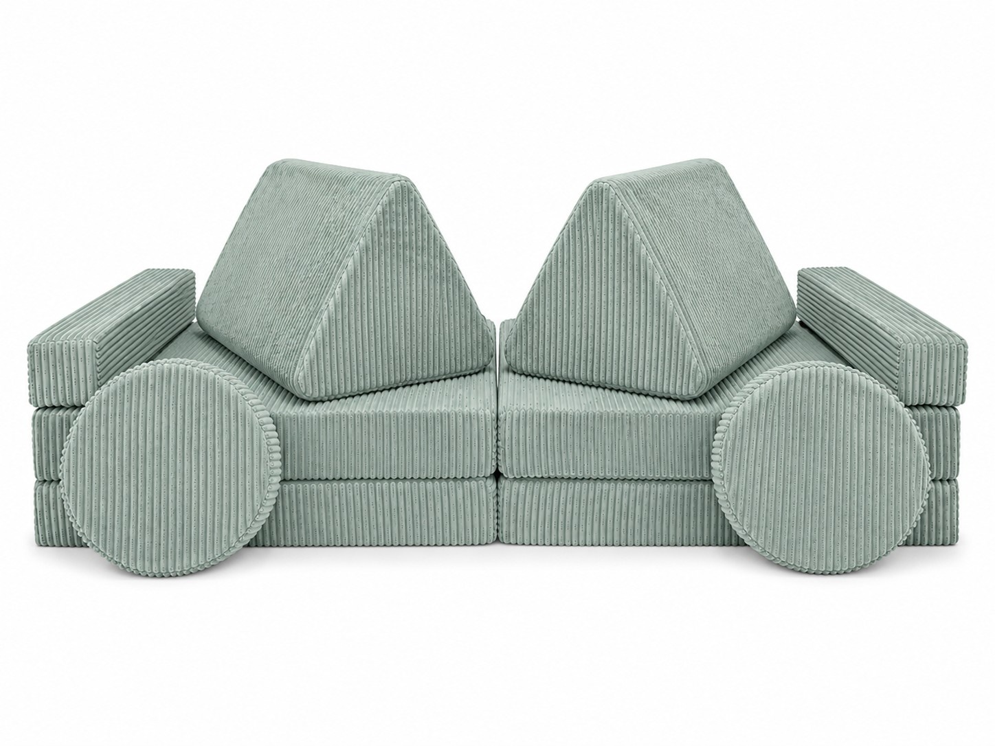 Speelbank - modulaire kinderbank - 142 cm - mintgroen ribstof