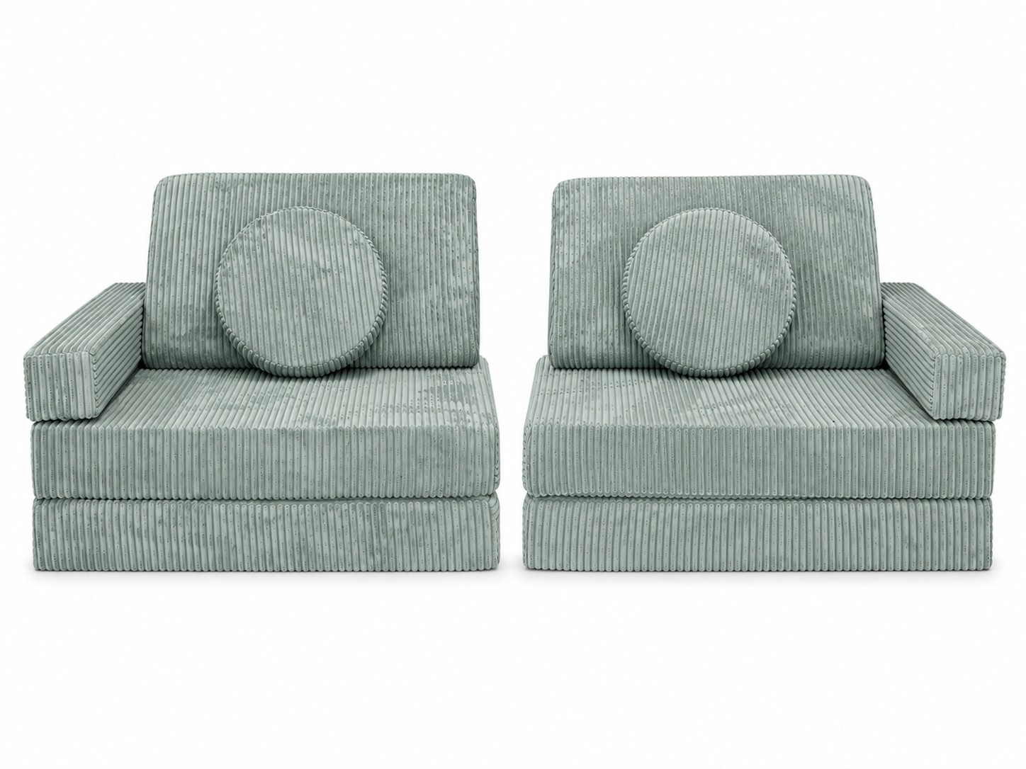 Speelbank - modulaire kinderbank - 142 cm - mintgroen ribstof