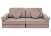 Speelbank - modulaire kinderbank - 142 cm - roze ribstof