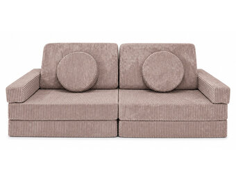 Speelbank - modulaire kinderbank - 142 cm - roze ribstof