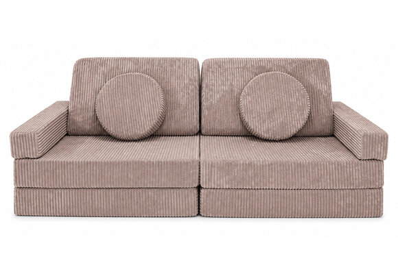 Speelbank - modulaire kinderbank - 142 cm - roze ribstof
