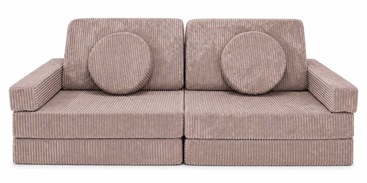 Speelbank - modulaire kinderbank - 142 cm - roze ribstof