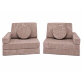 Speelbank - modulaire kinderbank - 142 cm - roze ribstof