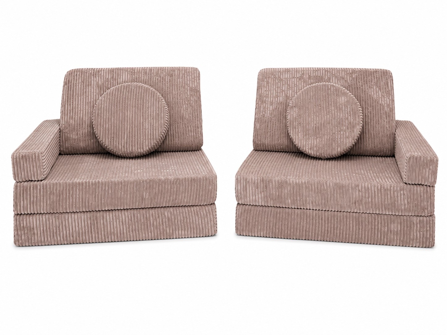 Speelbank - modulaire kinderbank - 142 cm - roze ribstof
