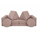 Speelbank - modulaire kinderbank - 142 cm - roze ribstof