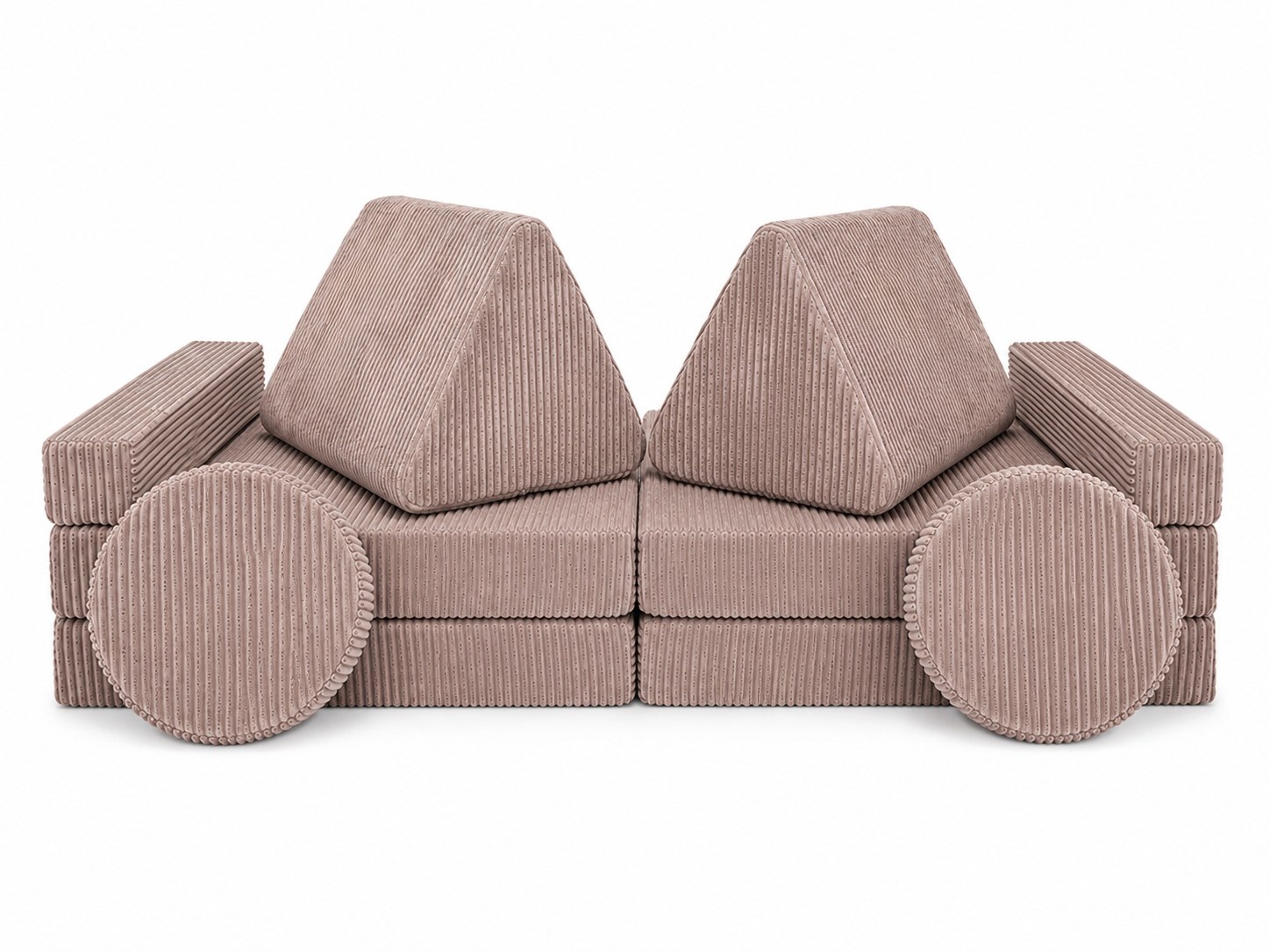 Speelbank - modulaire kinderbank - 142 cm - roze ribstof