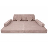 Speelbank - modulaire kinderbank - 142 cm - roze ribstof