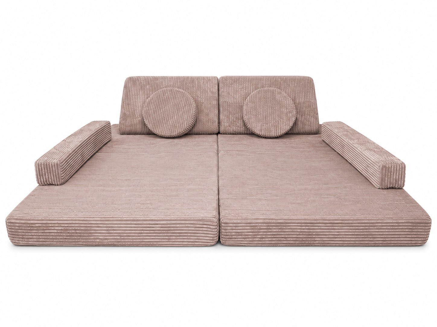Speelbank - modulaire kinderbank - 142 cm - roze ribstof