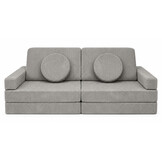 Speelbank - modulaire kinderbank - 142 cm - grijs ribstof