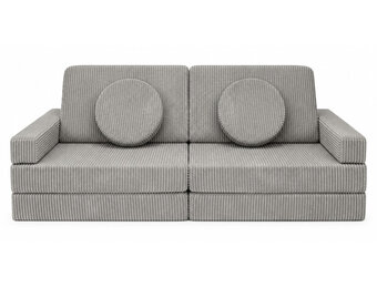 Speelbank - modulaire kinderbank - 142 cm - grijs ribstof