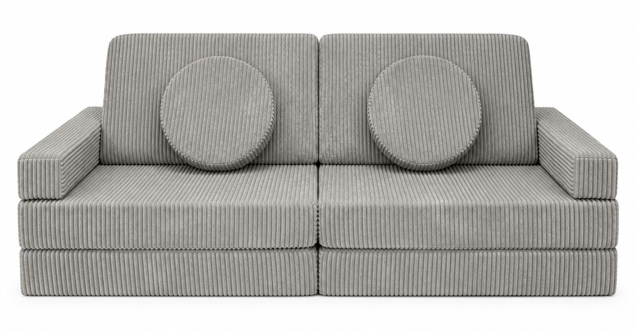 Speelbank - modulaire kinderbank - 142 cm - grijs ribstof