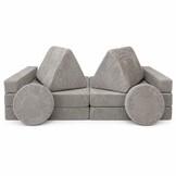 Speelbank - modulaire kinderbank - 142 cm - grijs ribstof