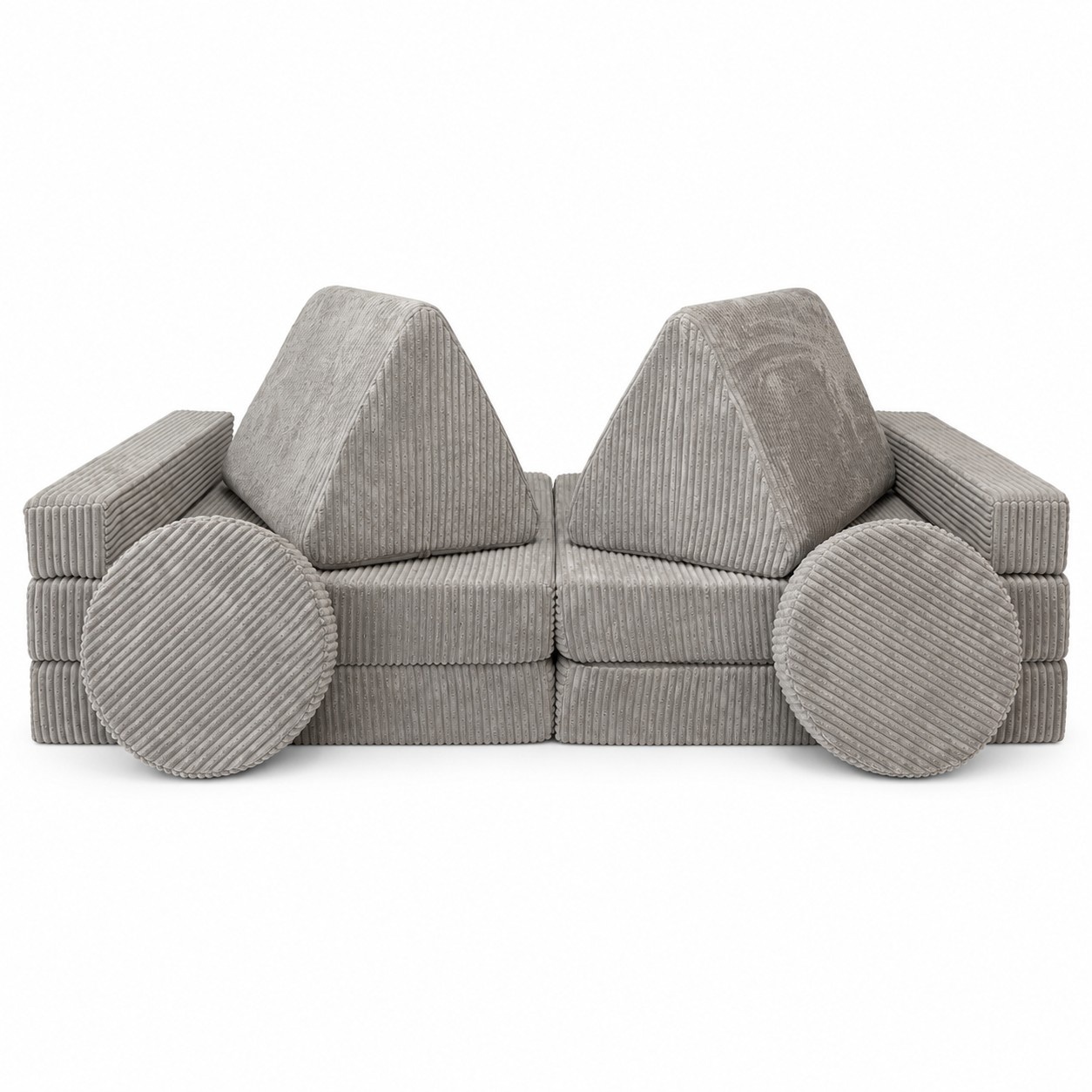 Speelbank - modulaire kinderbank - 142 cm - grijs ribstof