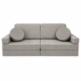 Speelbank - modulaire kinderbank - 142 cm - grijs ribstof