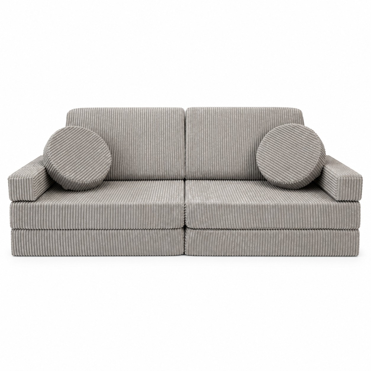 Speelbank - modulaire kinderbank - 142 cm - grijs ribstof