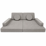 Speelbank - modulaire kinderbank - 142 cm - grijs ribstof